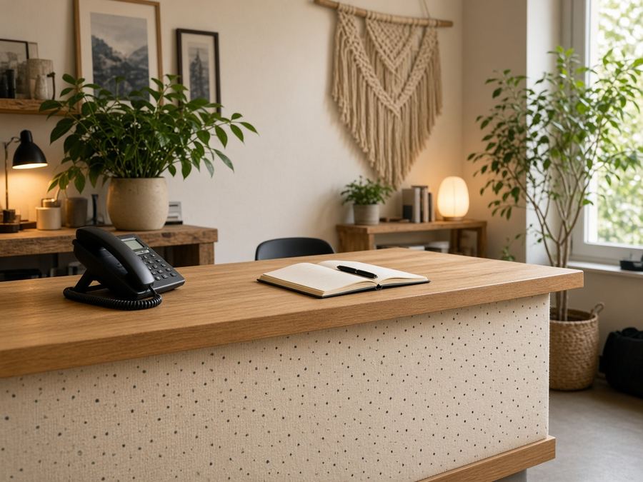 Contact desk at Sharps Umlauts Story Lab in Lausanne